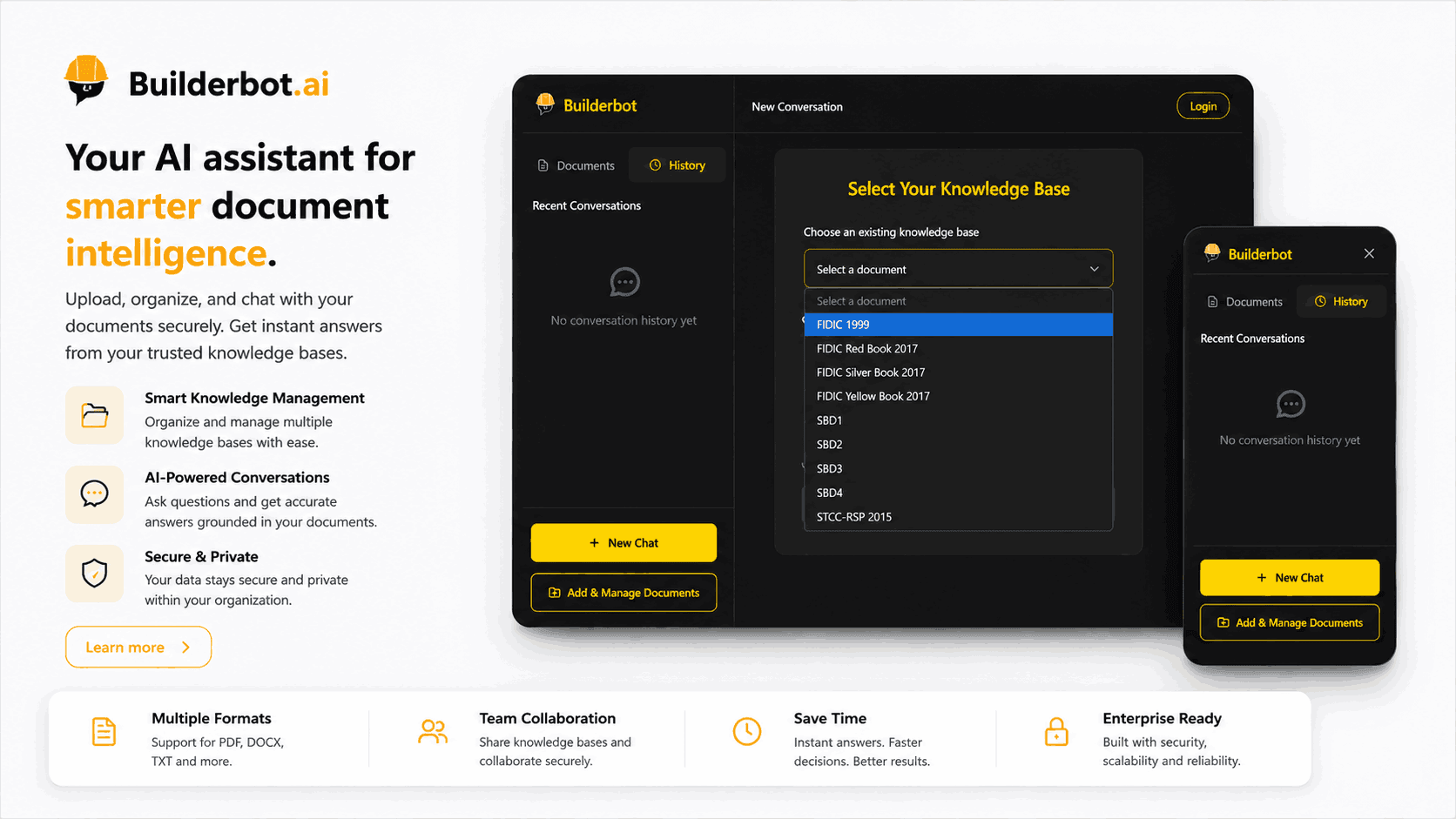 BuilderBot AI contract analysis chat interface